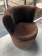 Fauteuil Tonneau Velours Marron
