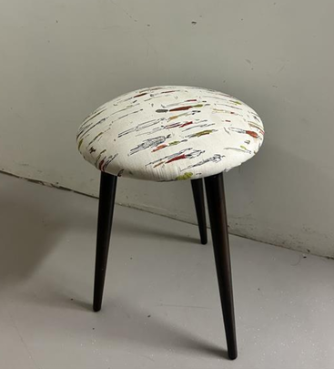 Tabouret Rond Imprimé Blanc