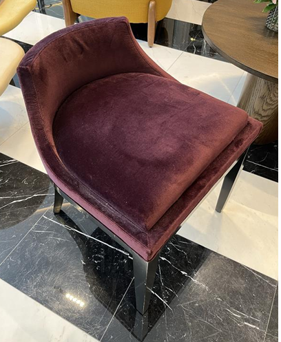 Petite Assise Velours Bordeaux Hêtre Massif