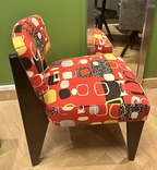 Fauteuil Tapissé Motif Géométrique Rouge