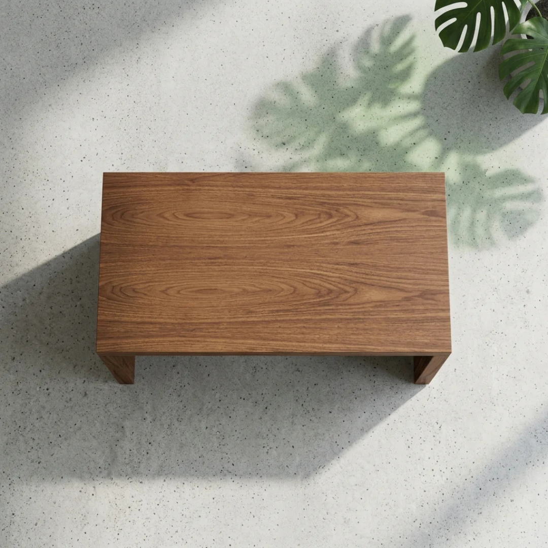 Banco Rectangular Pequeño de Tablero Chapado en Madera