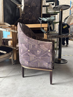 Fauteuil Tonneau Violet Pieds Bois