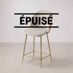 Chaise Haute de Bar Beige Pieds Dorés