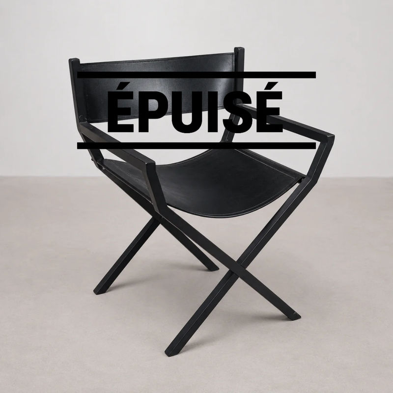 Chaise Metteur en Scène Cuir Noir