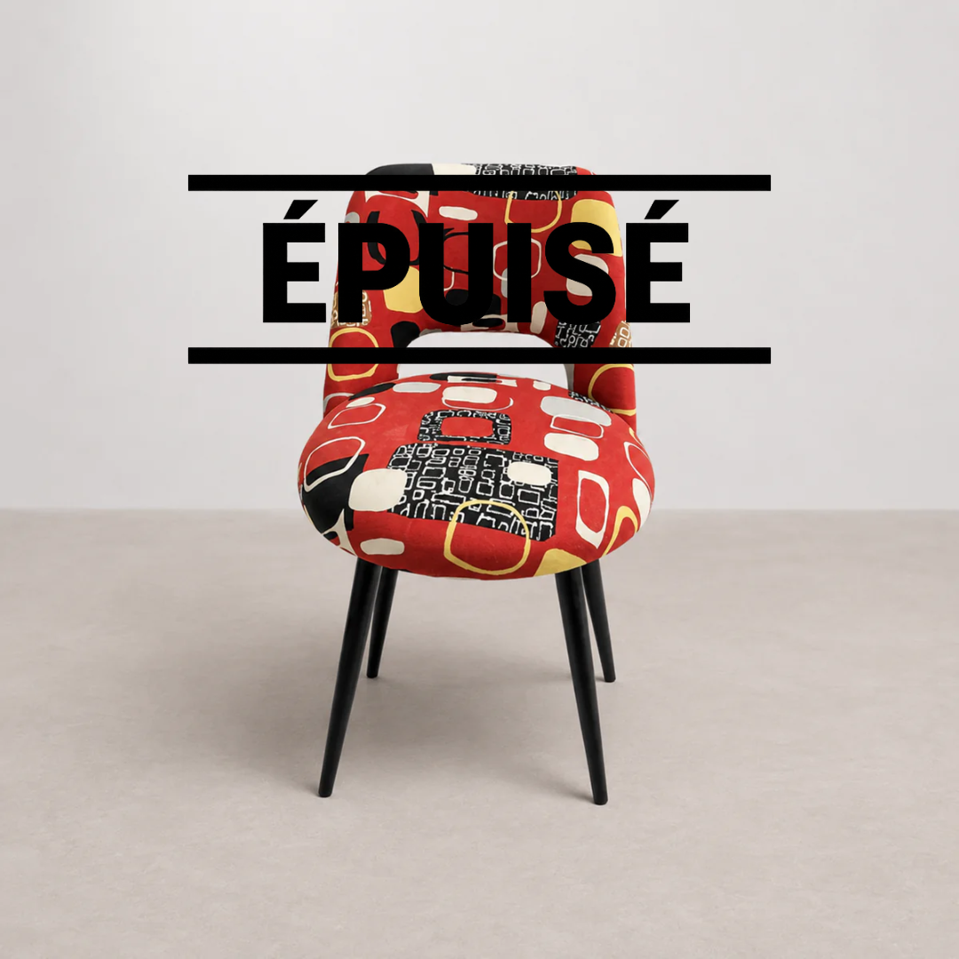 Chaise Tapissée Motif Géométrique Rouge