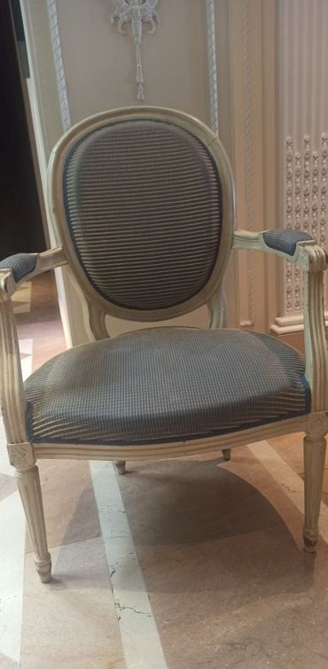 Fauteuil Style Louis XVI Gris-Bleu