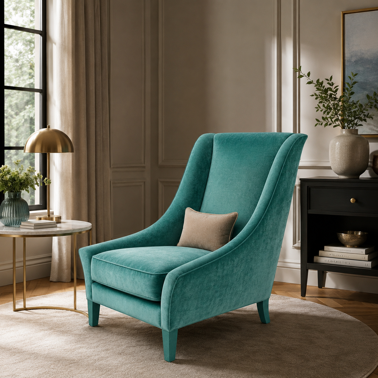 Fauteuil OCHRE Velours - Bleu