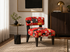 Fauteuil Tapissé Motif Géométrique Rouge