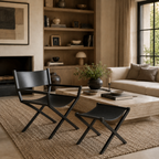 Tabouret X Cuir Noir & Métal