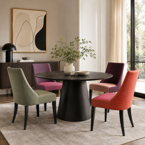 Chaise Prune & Cuir Rose