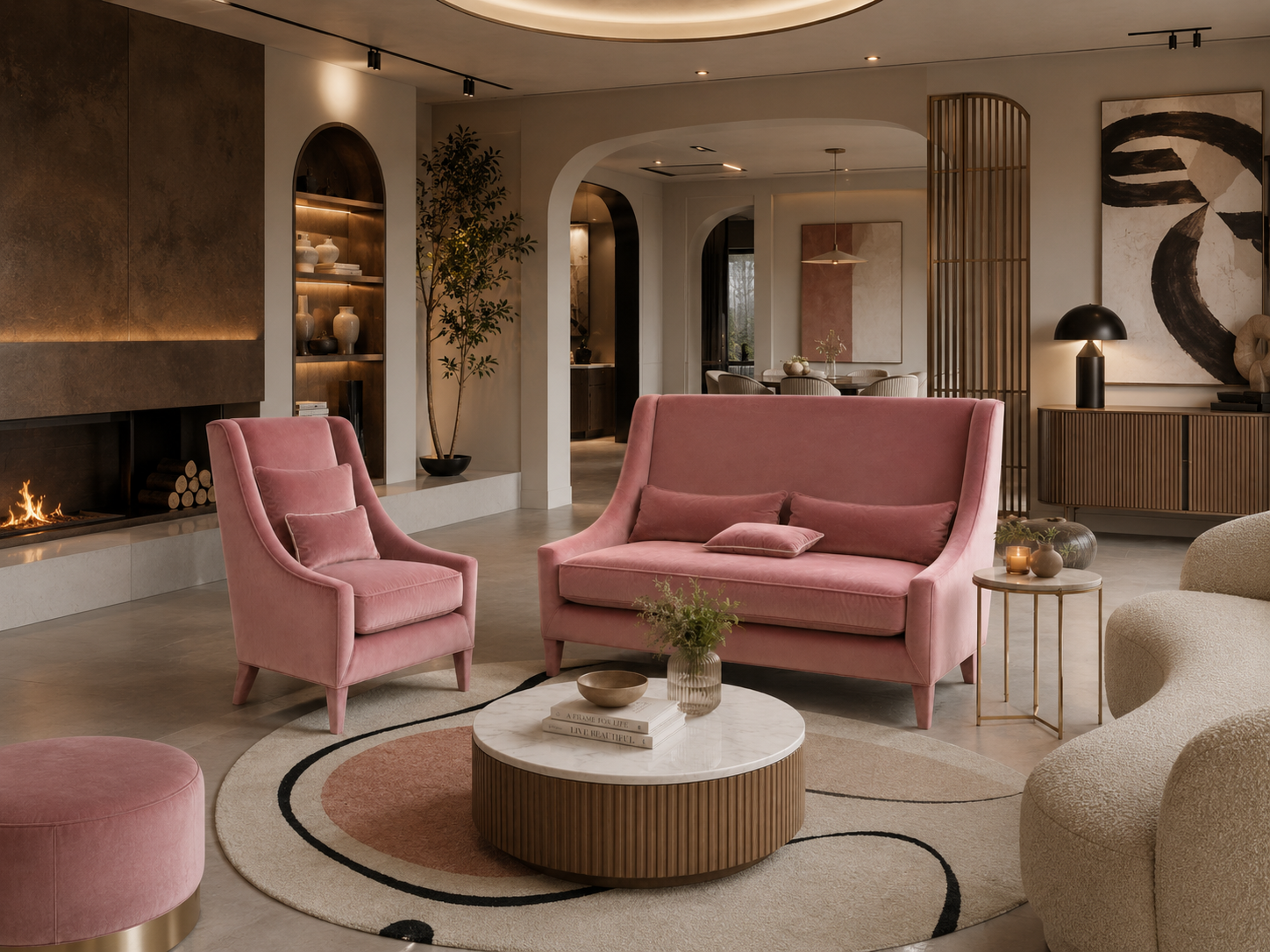 Fauteuil OCHRE Velours - Rose