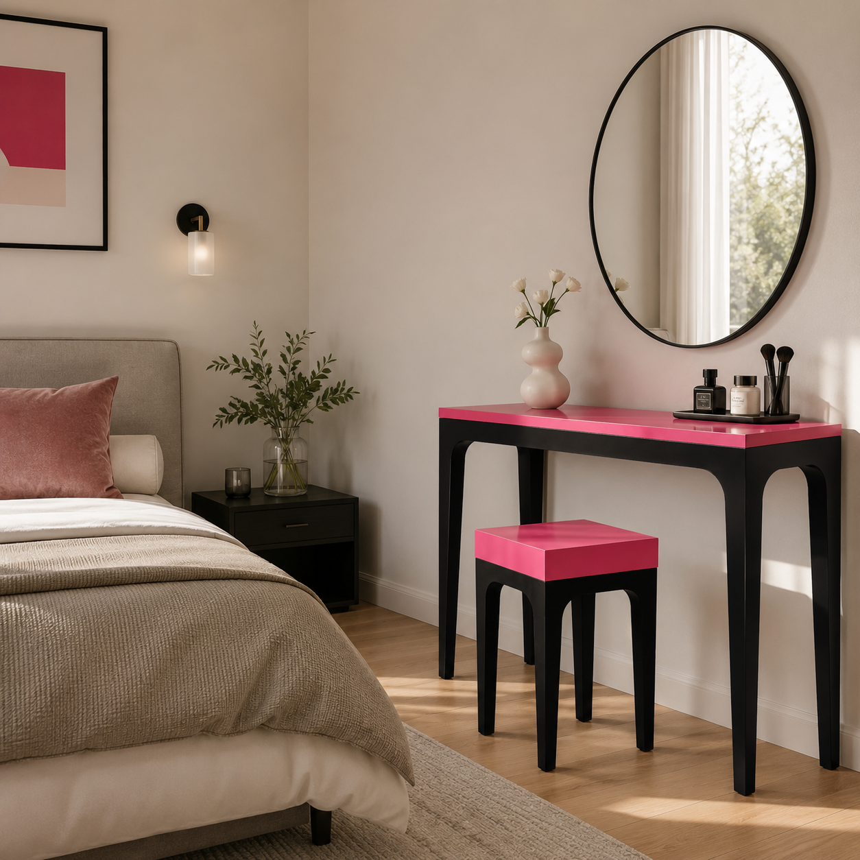 Bureau Console Rose & Noir 80 cm