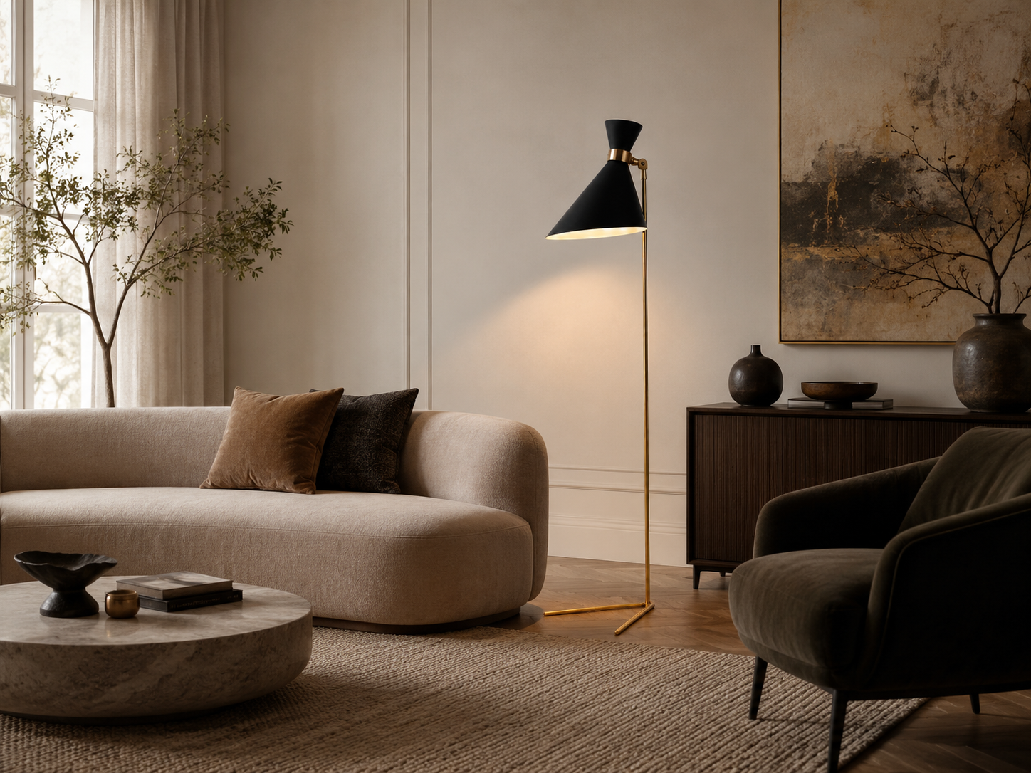 Lampadaire Design Noir 159 cm