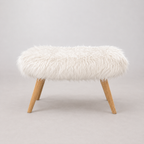 Tabouret Maison du Monde en Fausse Fourrure Blanche