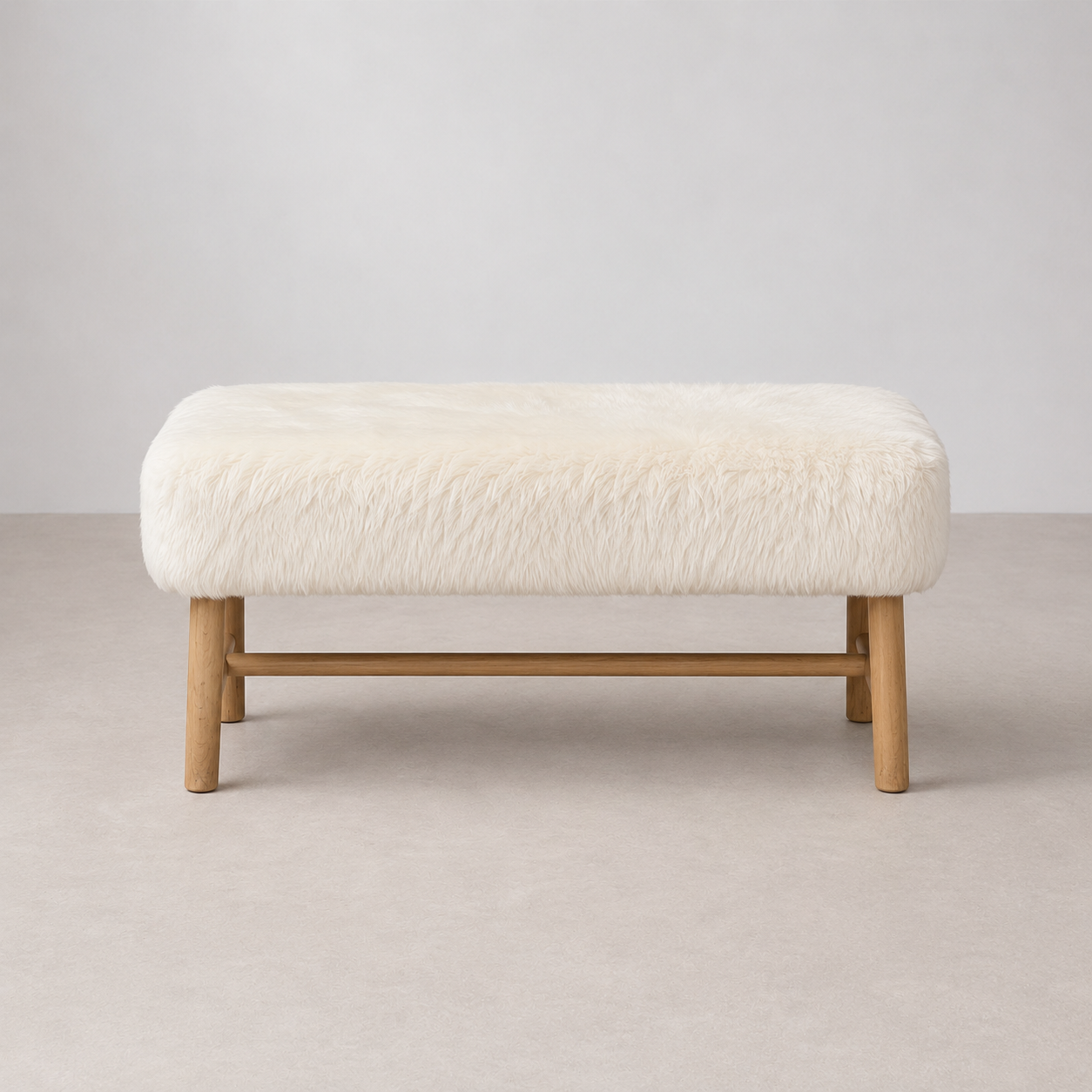 Banquette Maison du Monde en Fausse Fourrure Blanche