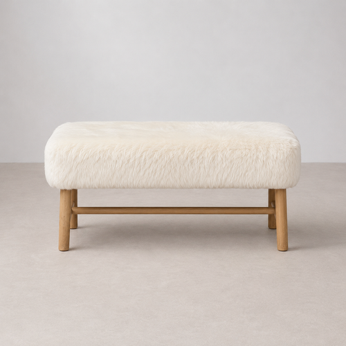 Banquette Maison du Monde en Fausse Fourrure Blanche