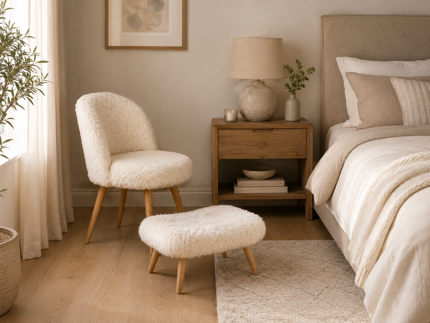 Chaise Maison du Monde en Fausse Fourrure Blanche