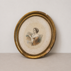 Tableau ancien encadré - portrait féminin