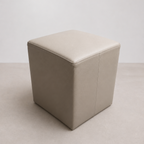 Pouf Carré Beige Effet Cuir Souple