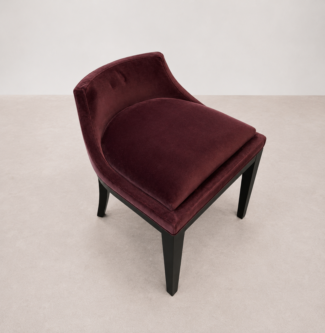 Petite Assise Velours Bordeaux Hêtre Massif