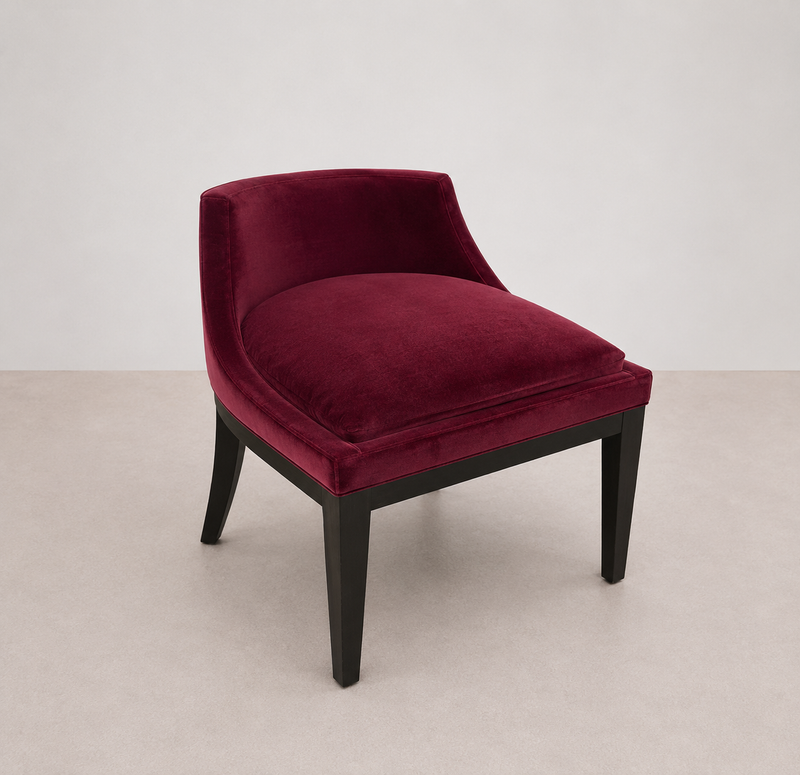 Petite Assise Velours Rouge Hêtre Massif