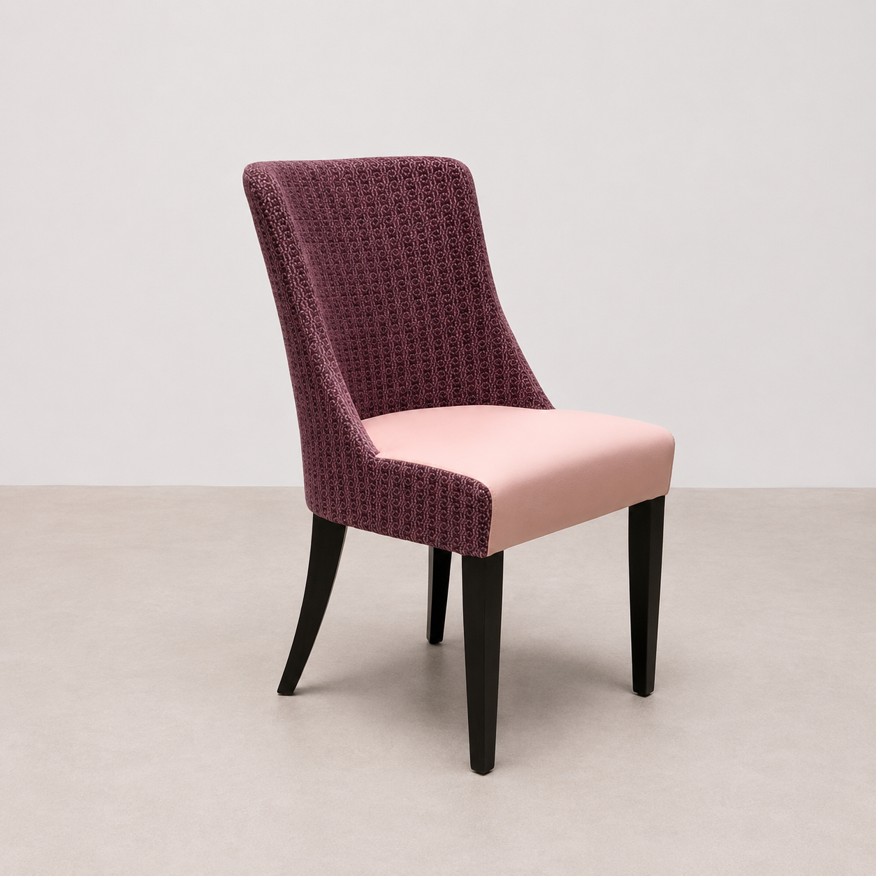 Chaise Prune & Cuir Rose