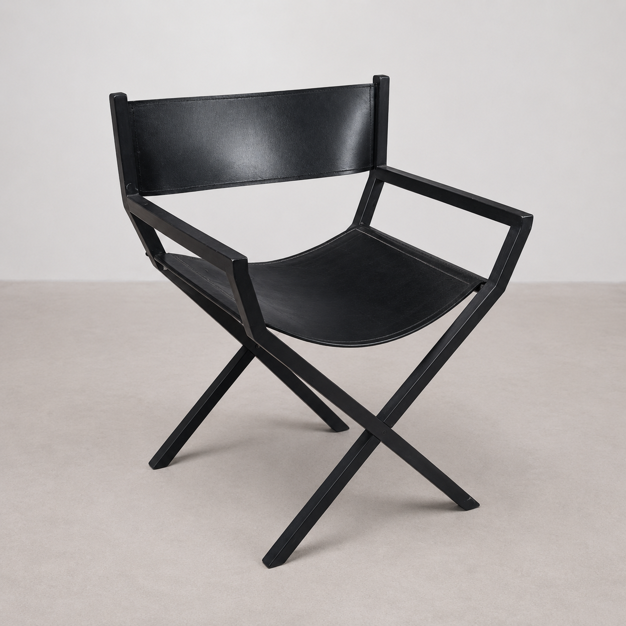 Chaise Metteur en Scène Cuir Noir