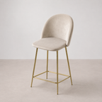 Chaise Haute de Bar Beige Pieds Dorés