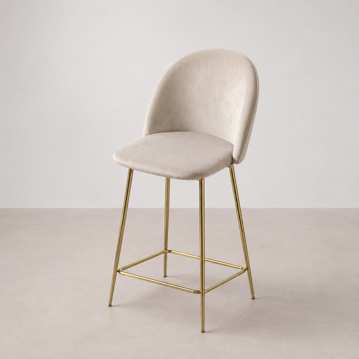 Chaise Haute de Bar Beige Pieds Dorés
