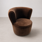 Fauteuil Tonneau Velours Marron