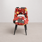 Chaise Tapissée Motif Géométrique Rouge
