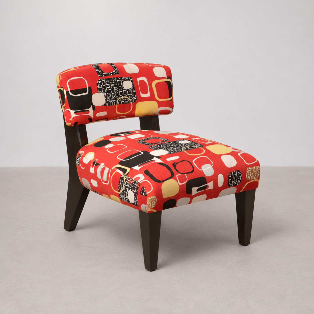 Fauteuil Tapissé Motif Géométrique Rouge