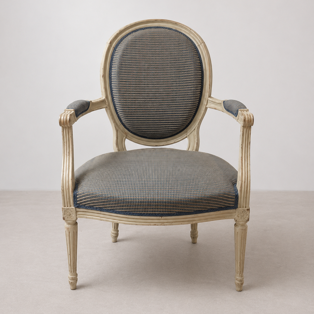 Fauteuil Style Louis XVI Gris-Bleu