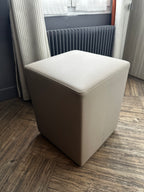 Pouf Carré Beige Effet Cuir Souple