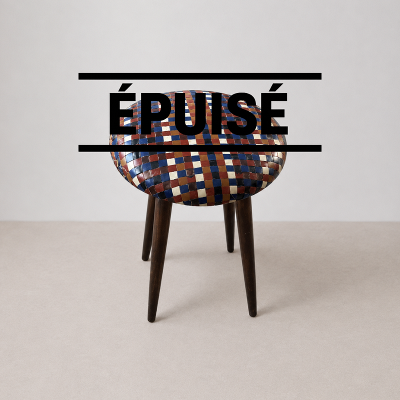 Tabouret tressé multicolore