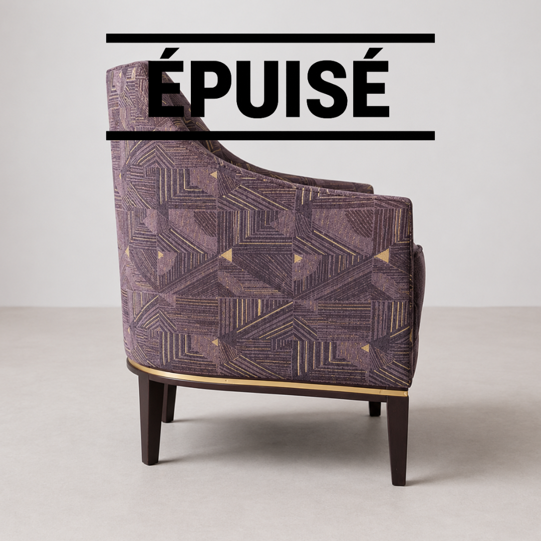 Fauteuil Tonneau Violet Pieds Bois