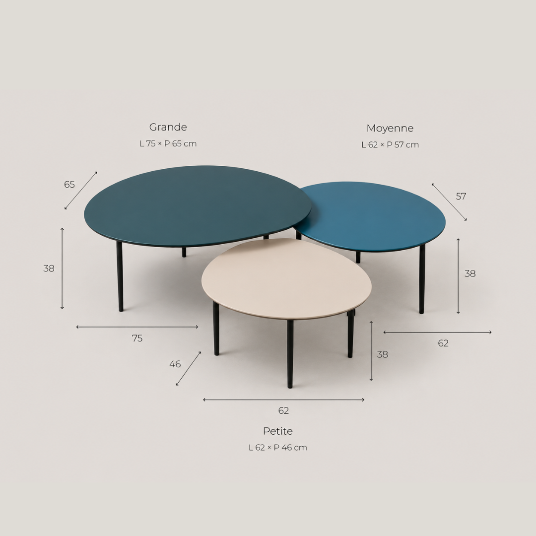 Lot de 3 Tables Gigognes Modulables