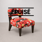Fauteuil Tapissé Motif Géométrique Rouge