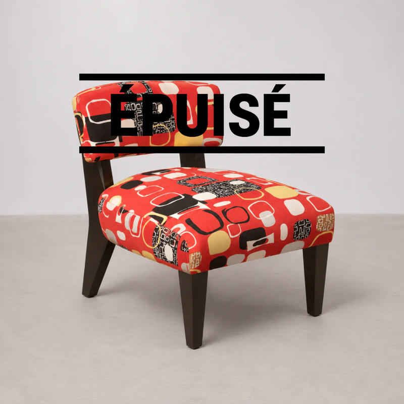 Fauteuil Tapissé Motif Géométrique Rouge