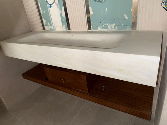 Lavabo Krion dos grifos 1850x500x180