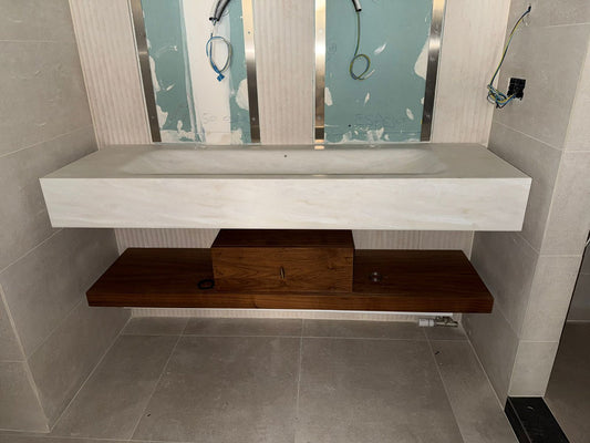 Lavabo Krion dos grifos 1850x500x180