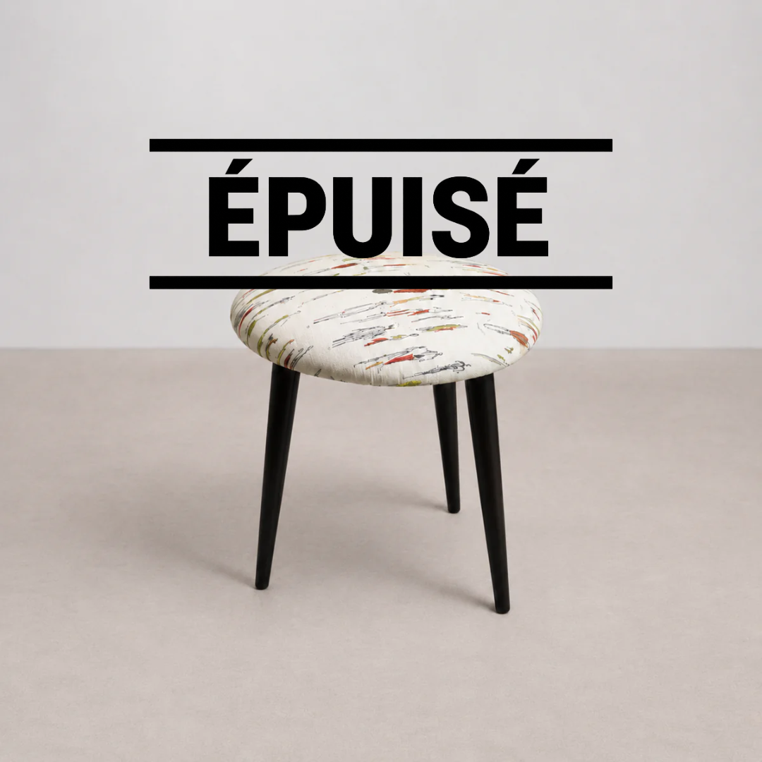 Tabouret Rond Imprimé Blanc