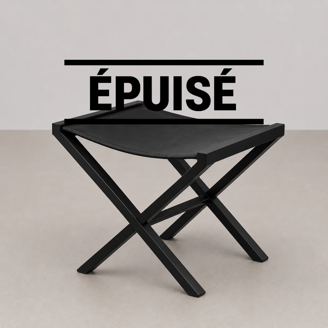 Tabouret X Cuir Noir & Métal