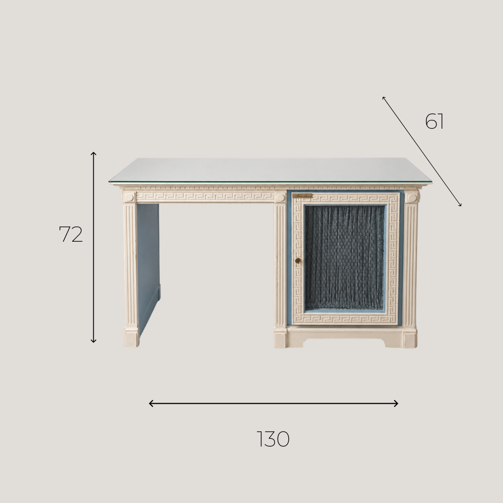 Bureau néoclassique avec plateau en verre