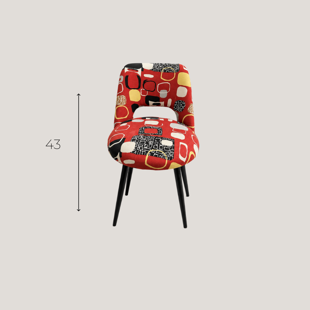 Chaise Tapissée Motif Géométrique Rouge