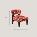 Fauteuil Tapissé Motif Géométrique Rouge