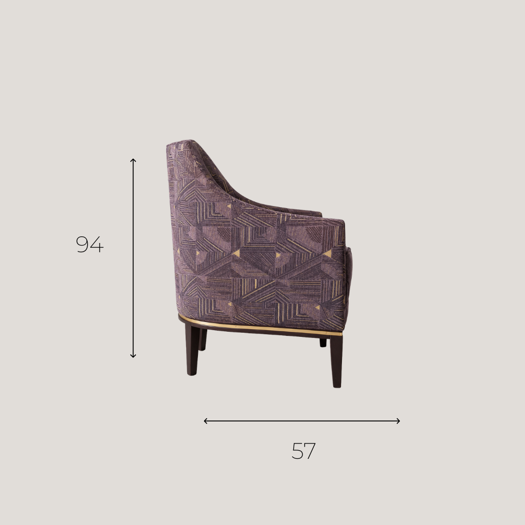 Fauteuil Tonneau Violet Pieds Bois