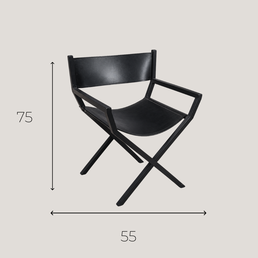 Chaise Metteur en Scène Cuir Noir