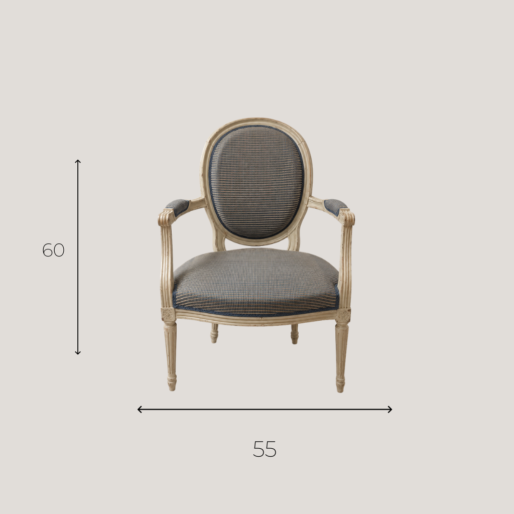 Fauteuil Style Louis XVI Gris-Bleu