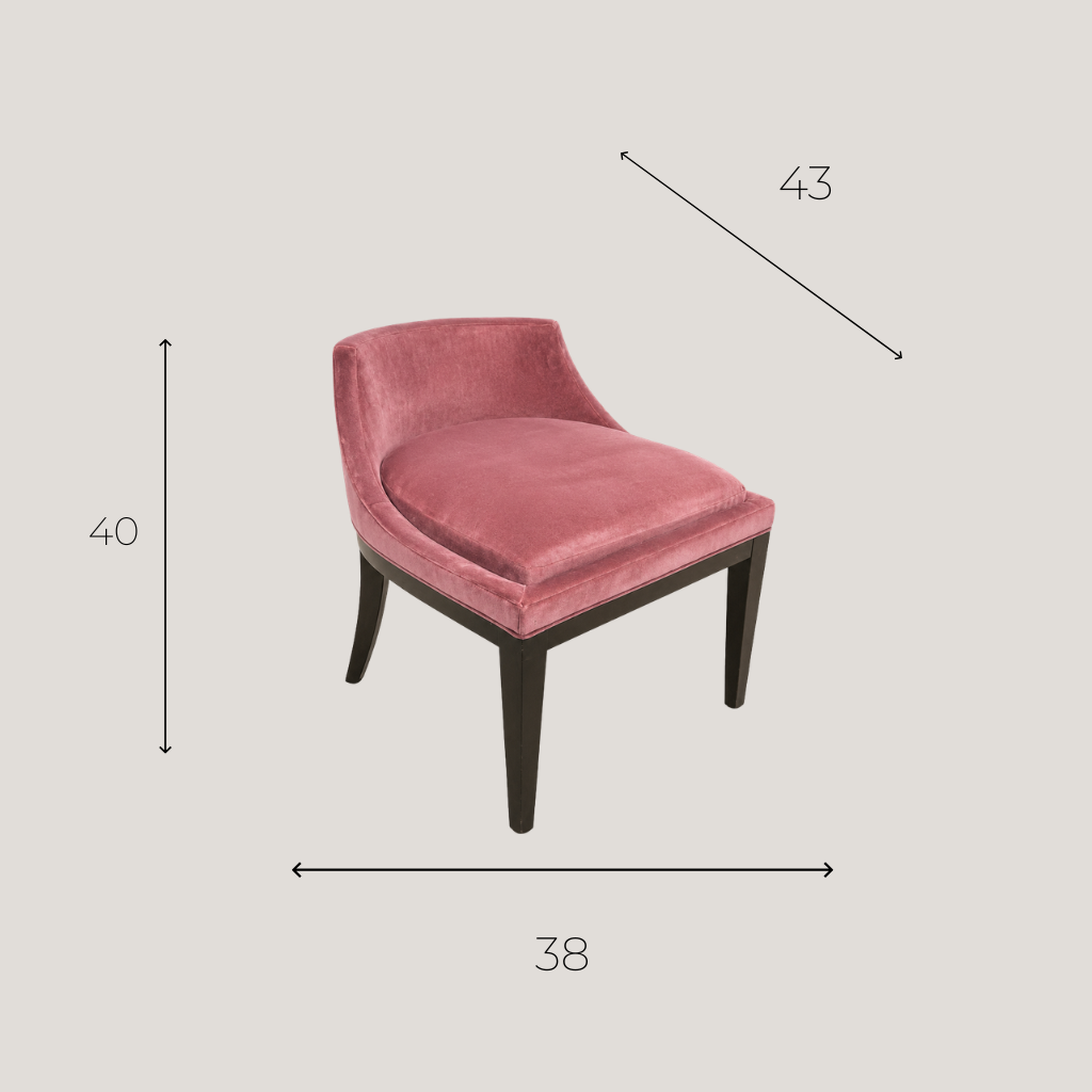 Petite Assise Velours Rose Hêtre Massif